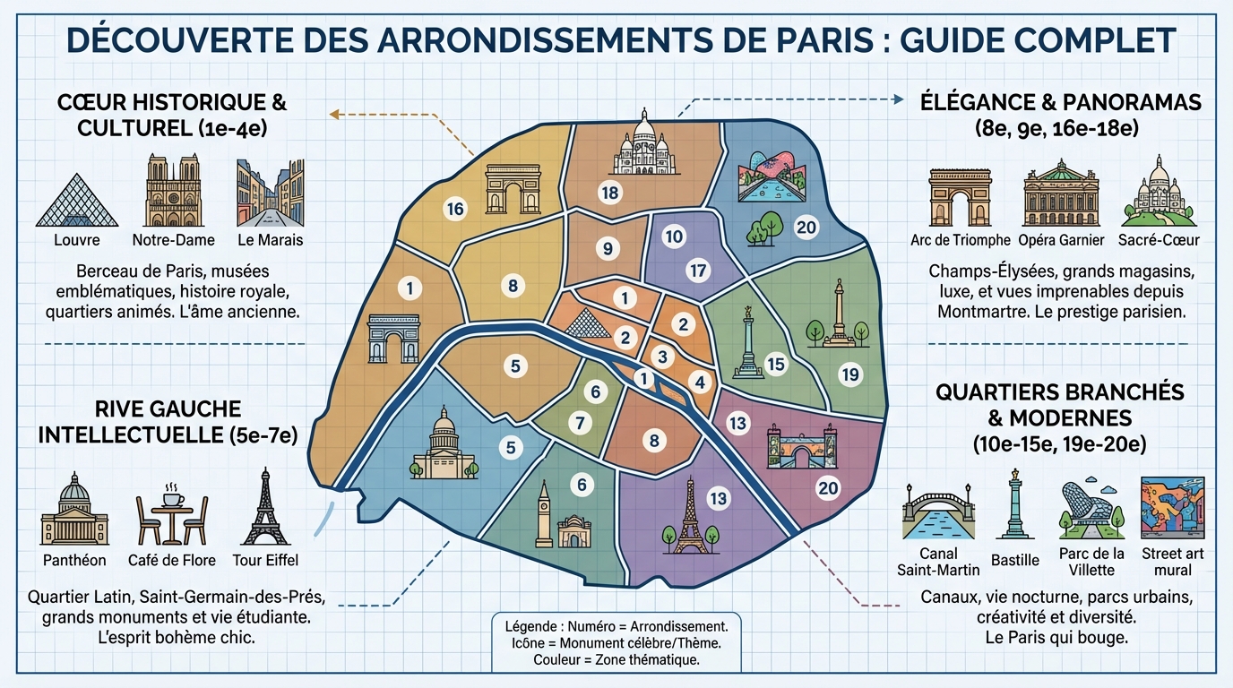 Les 20 arrondissements : caractéristiques et attractions