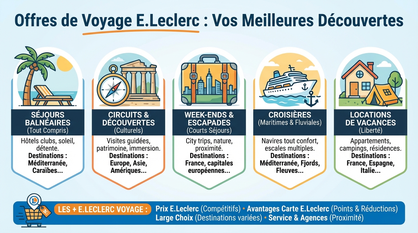 Destinations populaires proposées par Leclerc