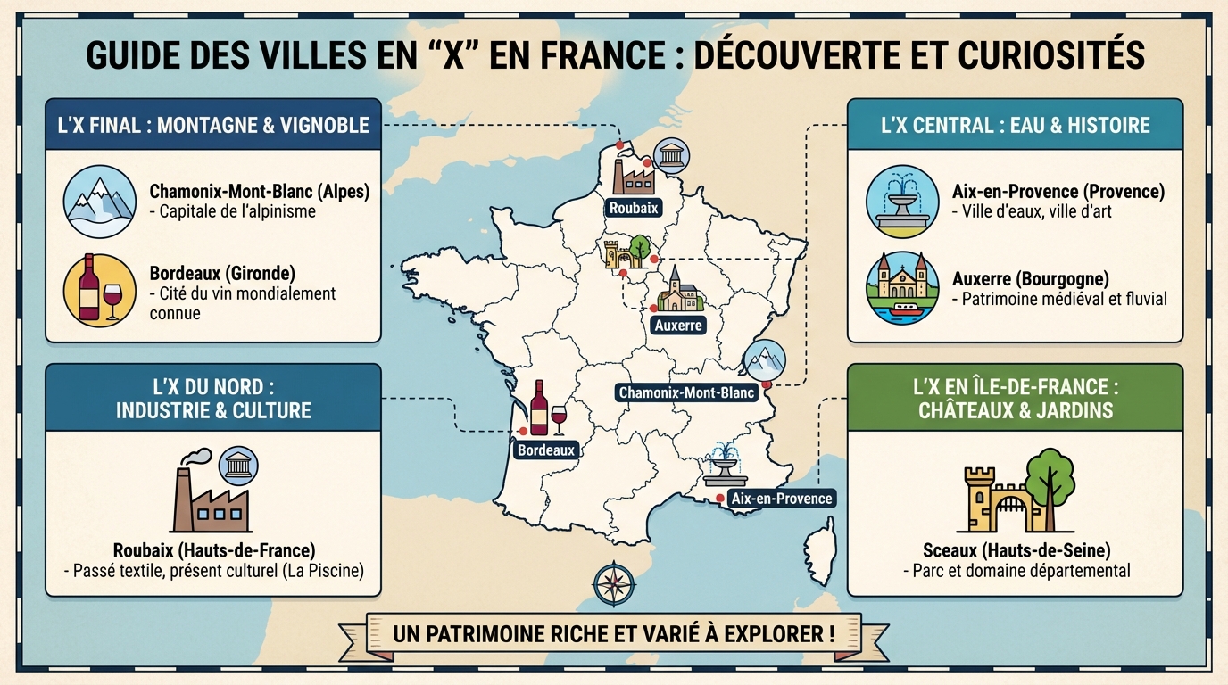 Les principales villes en X