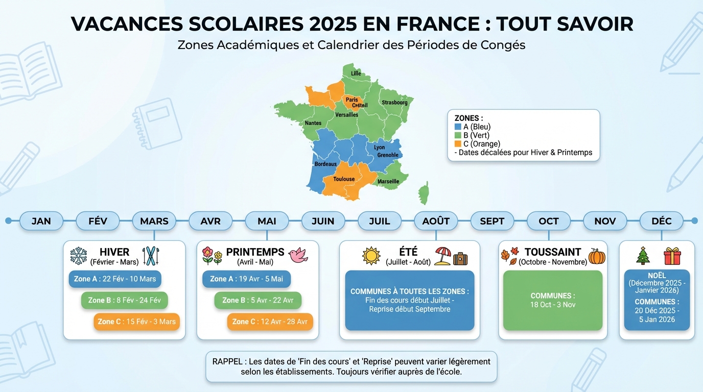 Calendrier des vacances scolaires 2025
