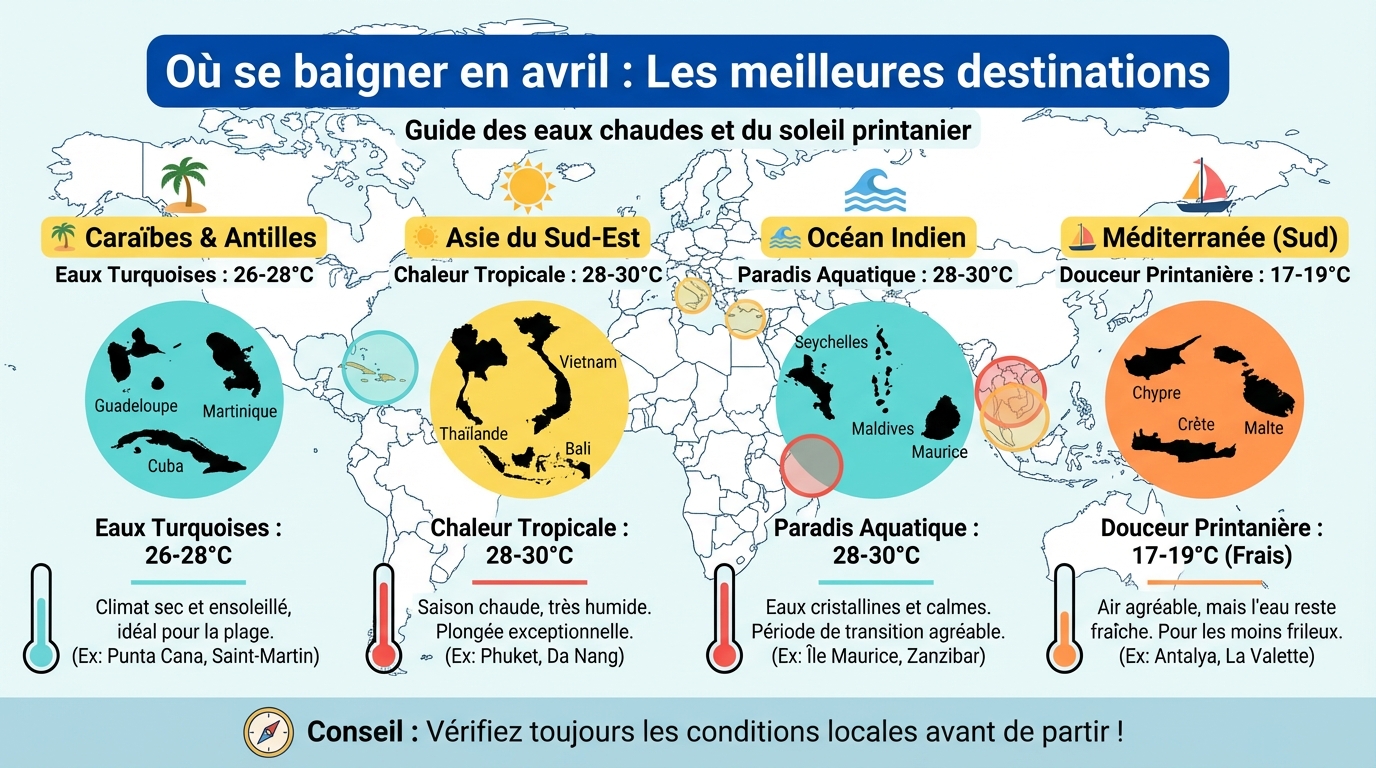 Meilleures destinations pour se baigner en avril